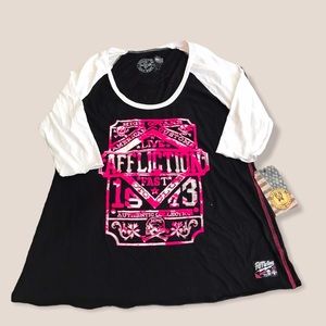 Affliction Top Shirt S MC Authentic Moto 3/4Sleeve